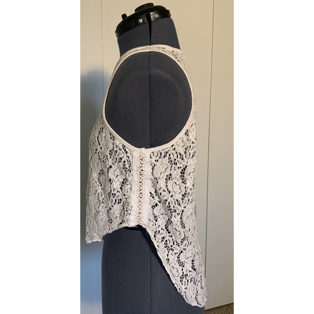 Annianna Fancy Cotton Lace High Low Tank Laced Up Side Detail Size L - Picture 7 of 7